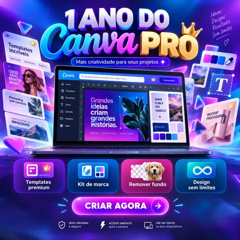 Atualização de 1 ano do Canva Pro
